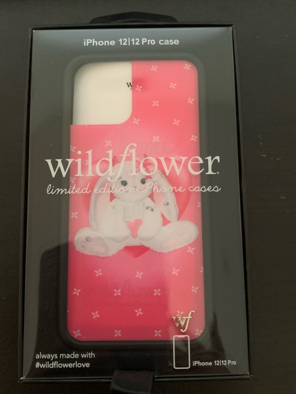 Wildflower Pink Bunny iPhone 12/12 Pro Slim Case - Cute Heart Design
